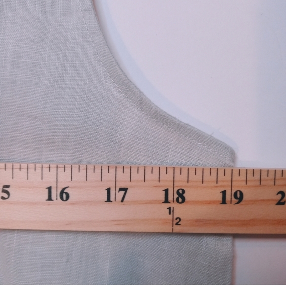 HARVE BENARD 100% LINEN women's medium BEIGE HALF BUTTON TANK - Picture 5 of 6